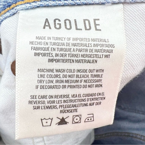 Agolde 90's Crop Jeans 23 Button Fly Revolve Color Replica 100% Cotton High Rise - Picture 6 of 9